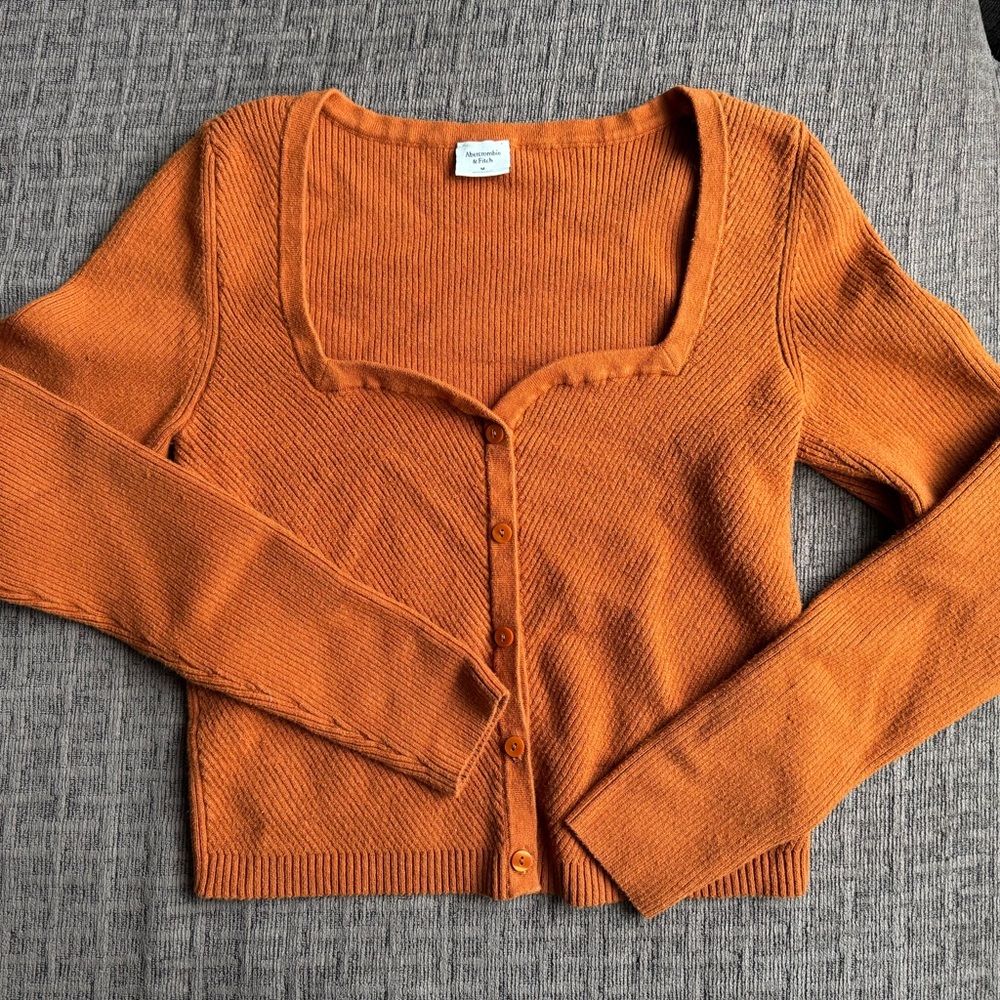 Abercrombie and Fitch Orange Cardigan Sweater